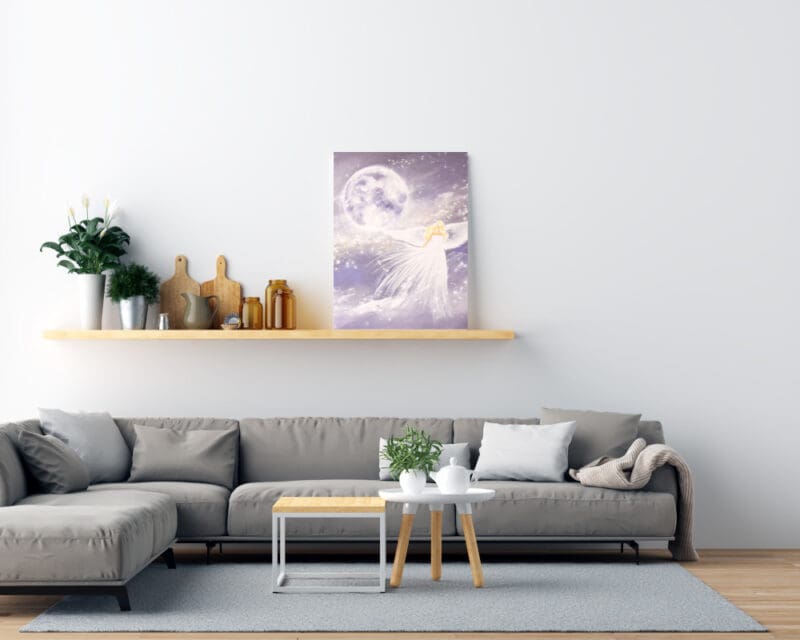 Leinwanddruck "Lichterglanz" Engel Wandbild mit Mond – Bild 5