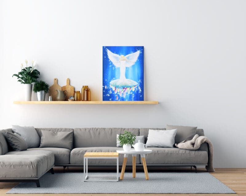Engel Leinwandbild "Mehr als Magie" Schutzengelbild in Blau – Bild 4