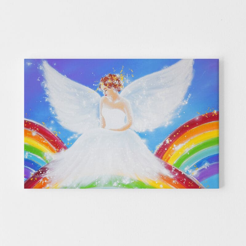 Engel Leinwandbild "Regenbogenlicht" Schutzengelbild mit Regenbogen – Bild 2