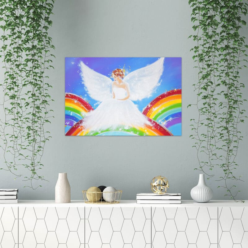 Engel Leinwandbild "Regenbogenlicht" Schutzengelbild mit Regenbogen – Bild 4