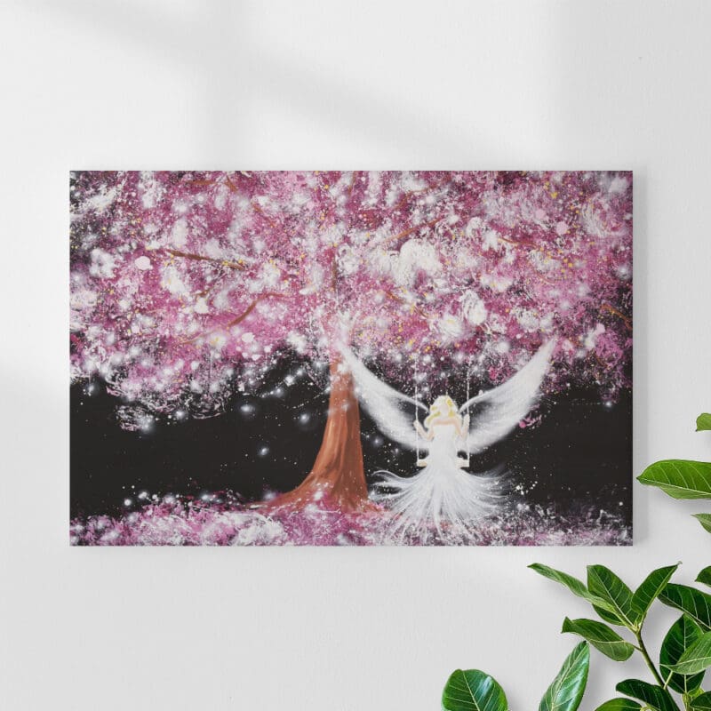 Engel Leinwandbild "Seelentraum" Schutzengelbild mit großem Baum