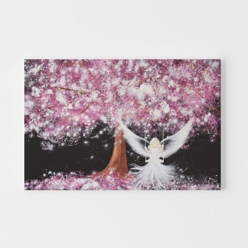 Engel Leinwandbild "Seelentraum" Schutzengelbild mit großem Baum – Bild 2