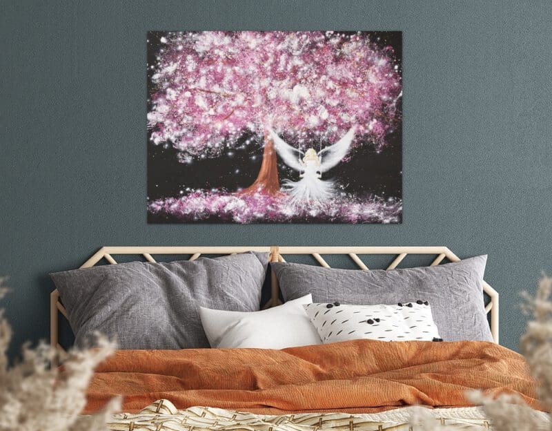 Engel Leinwandbild "Seelentraum" Schutzengelbild mit großem Baum – Bild 6