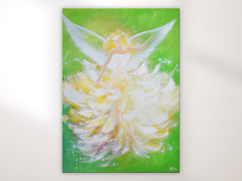 Original Engelbild " Im Licht der Freude" - Handgemaltes Engel Acrylbild