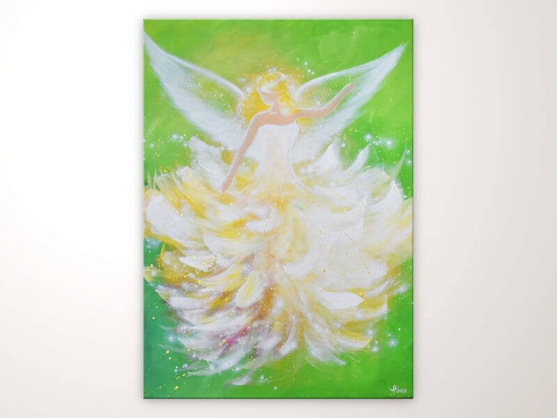 Original Engelbild " Im Licht der Freude" - Handgemaltes Engel Acrylbild – Bild 2