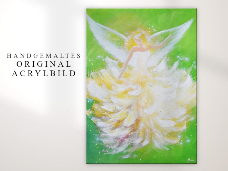 Original Engelbild " Im Licht der Freude" - Handgemaltes Engel Acrylbild – Bild 3