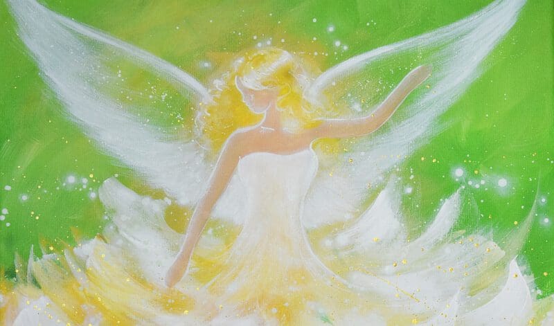 Original Engelbild " Im Licht der Freude" - Handgemaltes Engel Acrylbild – Bild 4