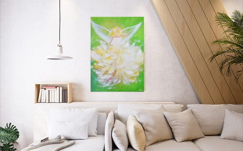 Original Engelbild " Im Licht der Freude" - Handgemaltes Engel Acrylbild – Bild 6