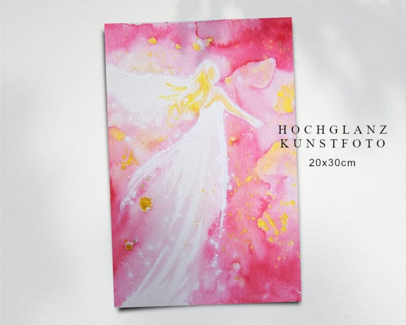 Engelbild Kunstfoto "Glaube an Dich" Schutzengelbild in rosa Tönen – Bild 2