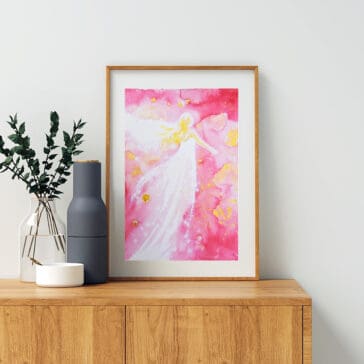 Engelbild Kunstfoto "Glaube an Dich" Schutzengelbild in rosa Tönen