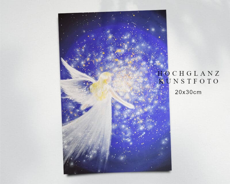 Engelbild Kunstfoto "Lichterfunkeln" Schutzengelbild in lila – Bild 2