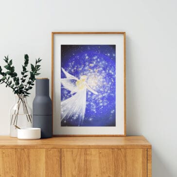 Engelbild Kunstfoto "Lichterfunkeln" Schutzengelbild in lila