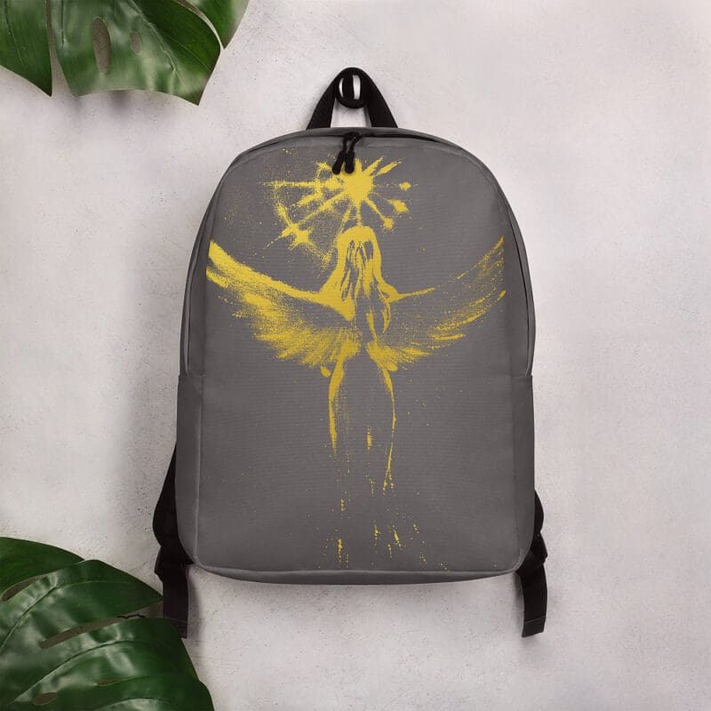 Einzigartiger Engel Rucksack - Schutzengel mit goldenem Engel