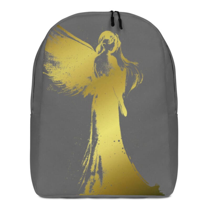 Rucksack mit Engelmotiv in Grau und Gold – Bild 2