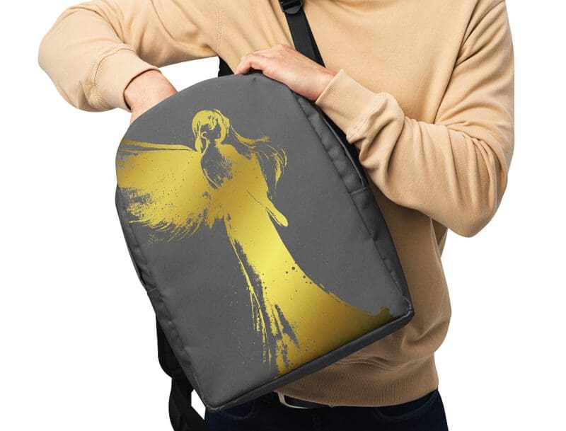 Rucksack mit Engelmotiv in Grau und Gold – Bild 5