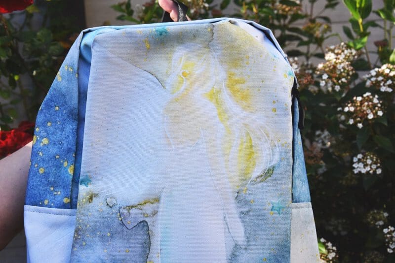 Einzigartiger Engel Rucksack in Blautönen – Bild 8