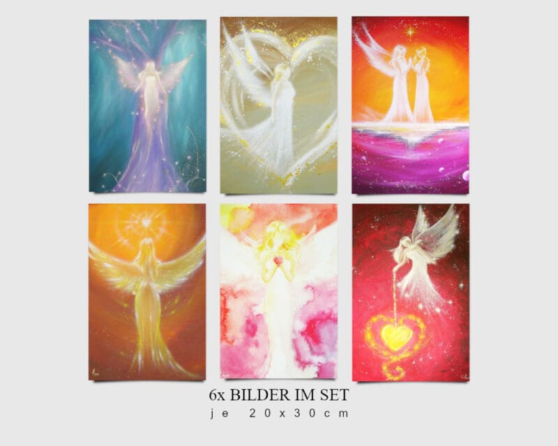 6-teiliges Engel Kunstfoto Set mit den beliebtesten Engelbildern