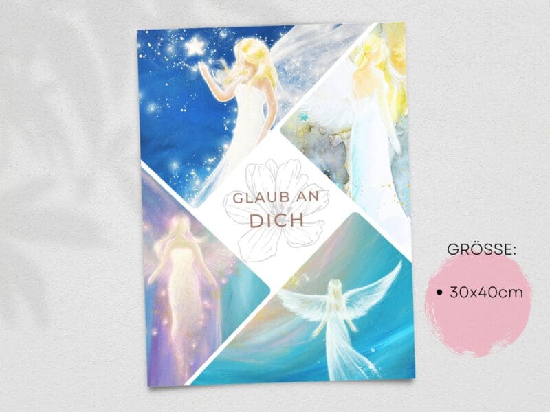 Engel Collage "Glaub an Dich" Schutzengelbild in Blau – Bild 4