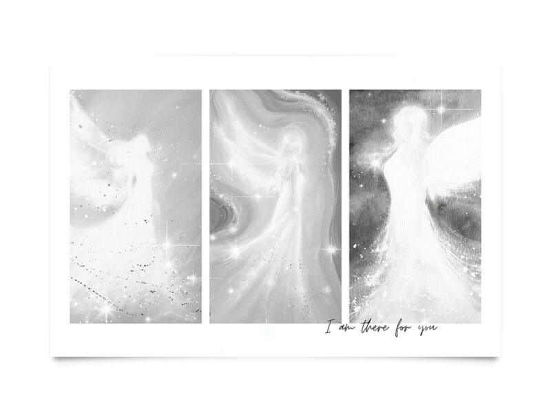 Engel Collage "I am there for you"  Engelbilder in zartem Grau – Bild 2