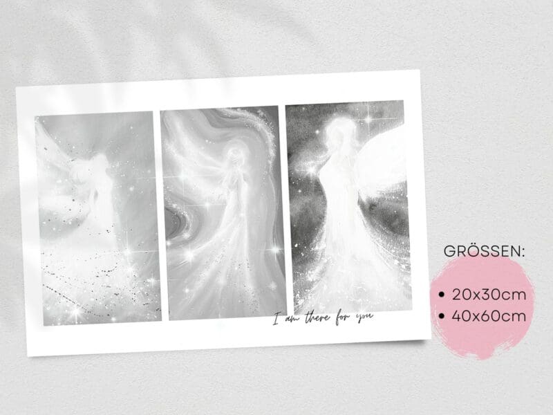 Engel Collage "I am there for you"  Engelbilder in zartem Grau – Bild 3