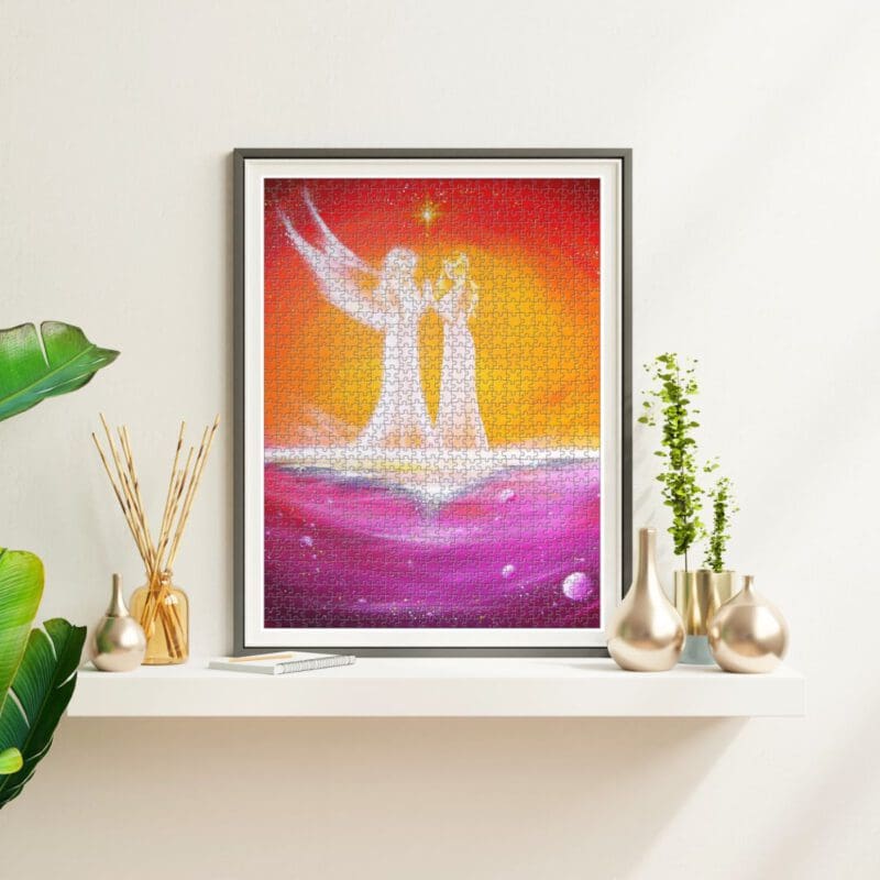 Engel Puzzle "Kosmische Berührung" Schutzengelbild zum puzzeln – Bild 2