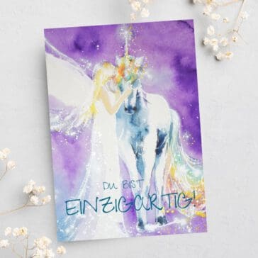 Grusskarte Postkarte "Du bist einzigartig" Engel Geschenkkarte