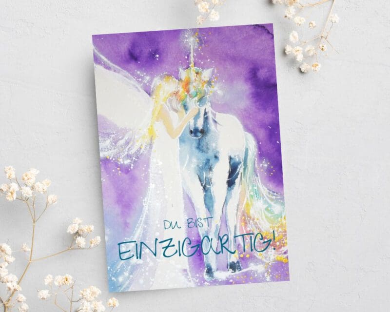 Grusskarte Postkarte "Du bist einzigartig" Engel Geschenkkarte
