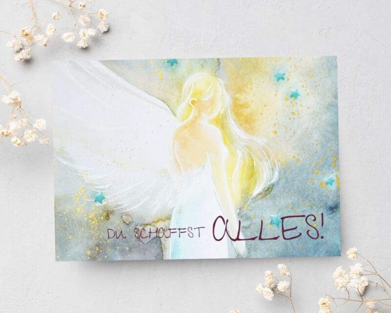 Grusskarte Postkarte "Du schaffst alles" Engel Geschenkkarte