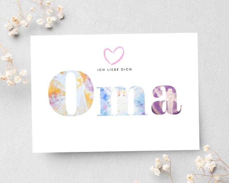 Engel Postkarte "Ich liebe Dich Oma" Engelkarte mit Herz