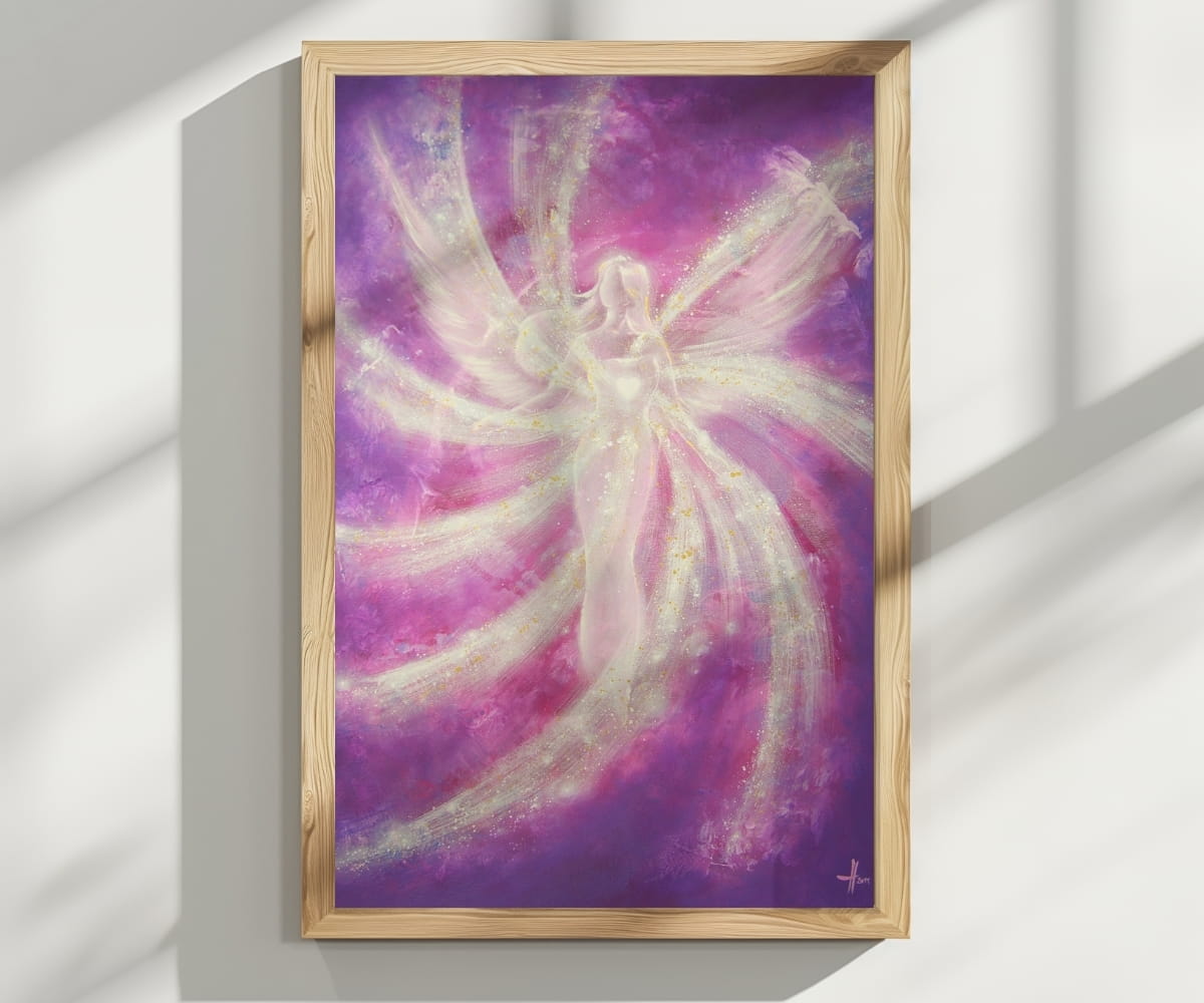 Engel Poster "Die Engelliebe fühlen" Ein lichtvolles Engelbild voller Liebe & Geborgenheit – Bild 2