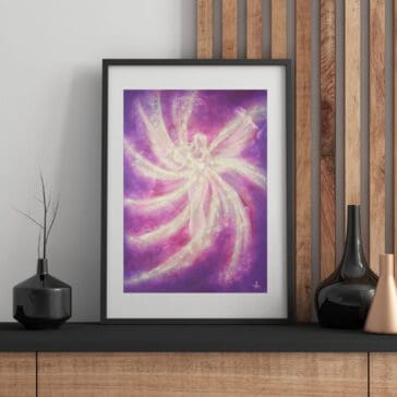 Engel Poster "Die Engelliebe fühlen" Ein lichtvolles Engelbild voller Liebe & Geborgenheit