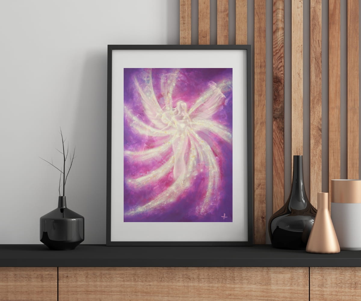 Engel Poster "Die Engelliebe fühlen" Ein lichtvolles Engelbild voller Liebe & Geborgenheit