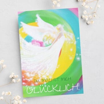 Engel Grußkarte Postkarte "Du machst mich glücklich!" Engel Geschenkkarte