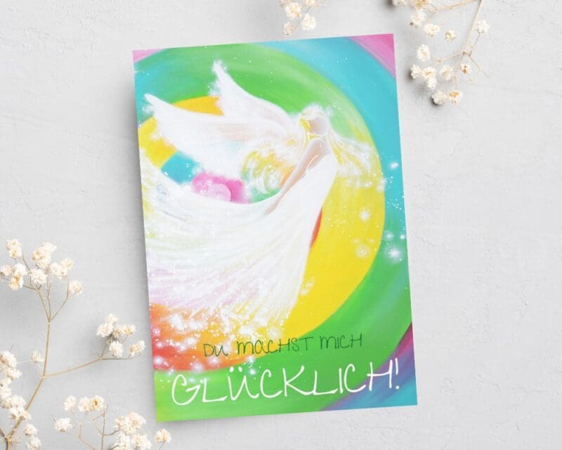 Engel Grußkarte Postkarte "Du machst mich glücklich!" Engel Geschenkkarte