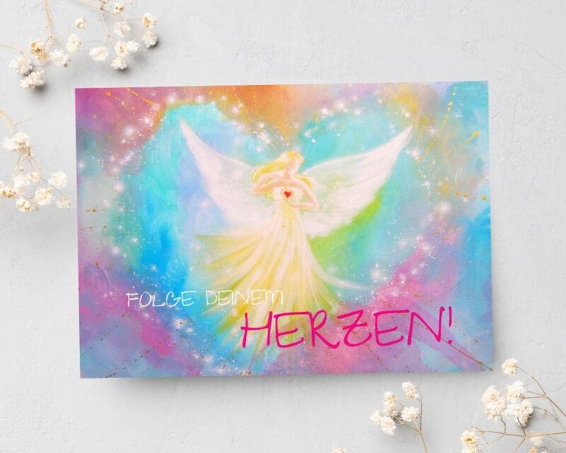 Grusskarte Postkarte "Folge Deinem Herzen" Engel Geschenkkarte