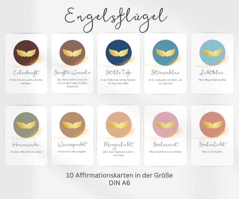„Dein Flügel für heute“ kraftvolle Engelsflügel Affirmationskarten, Achtsamkeitskarten, Mutmacher Karten – Bild 2