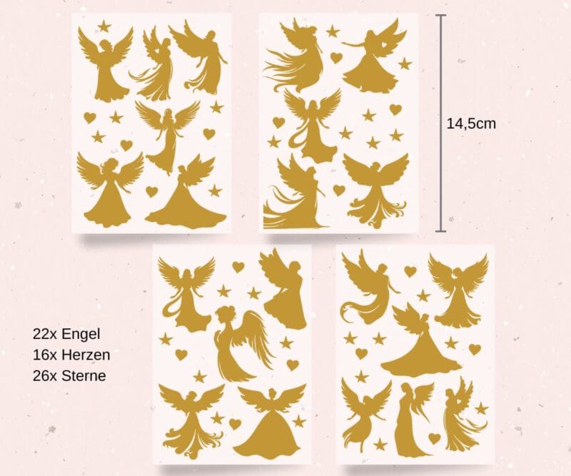 Schutzengel Vinyl Sticker – 64 Goldene Lichtzeichen zum Aufkleben und Verzieren – Bild 3