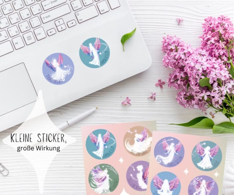 Engel Sticker Set Seelenschimmer – 12 runde Aufkleber mit Affirmationen – Bild 5