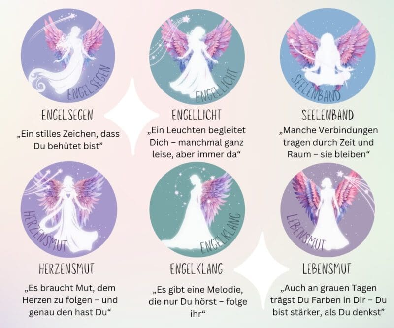 Engel Sticker Set Seelenschimmer – 12 runde Aufkleber mit Affirmationen – Bild 3