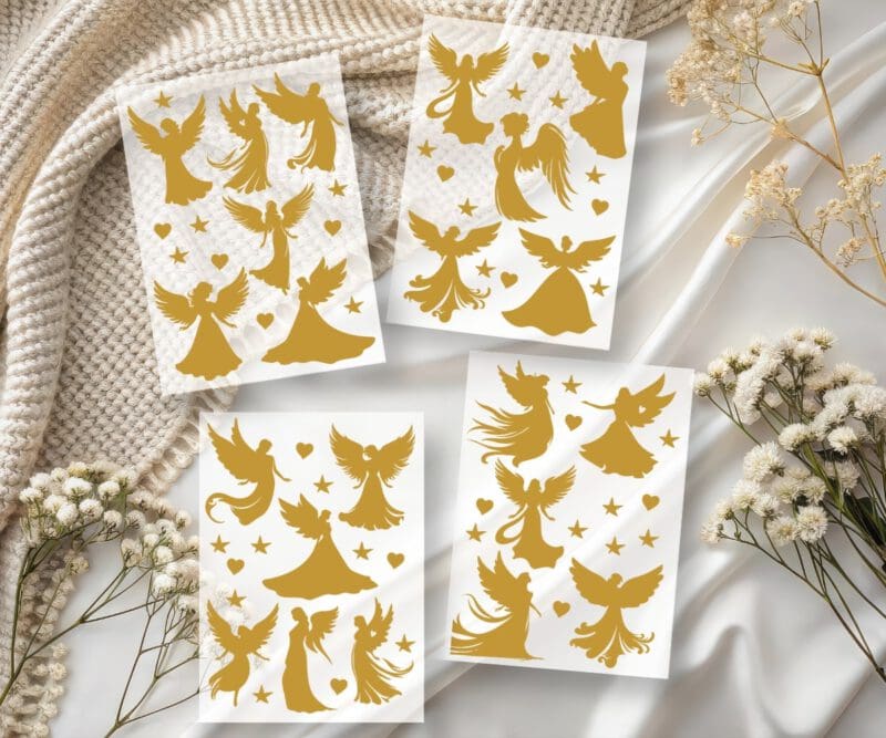 Schutzengel Vinyl Sticker – 64 Goldene Lichtzeichen zum Aufkleben und Verzieren – Bild 5