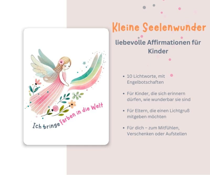 Engel Affirmationskarten für Kinder „Kleine Seelenwunder“ - Personalisierbares Geschenk für mehr Selbstvertrauen, Geborgenheit – Bild 3