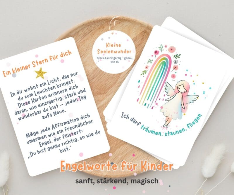 Engel Affirmationskarten für Kinder „Kleine Seelenwunder“ - Personalisierbares Geschenk für mehr Selbstvertrauen, Geborgenheit – Bild 5
