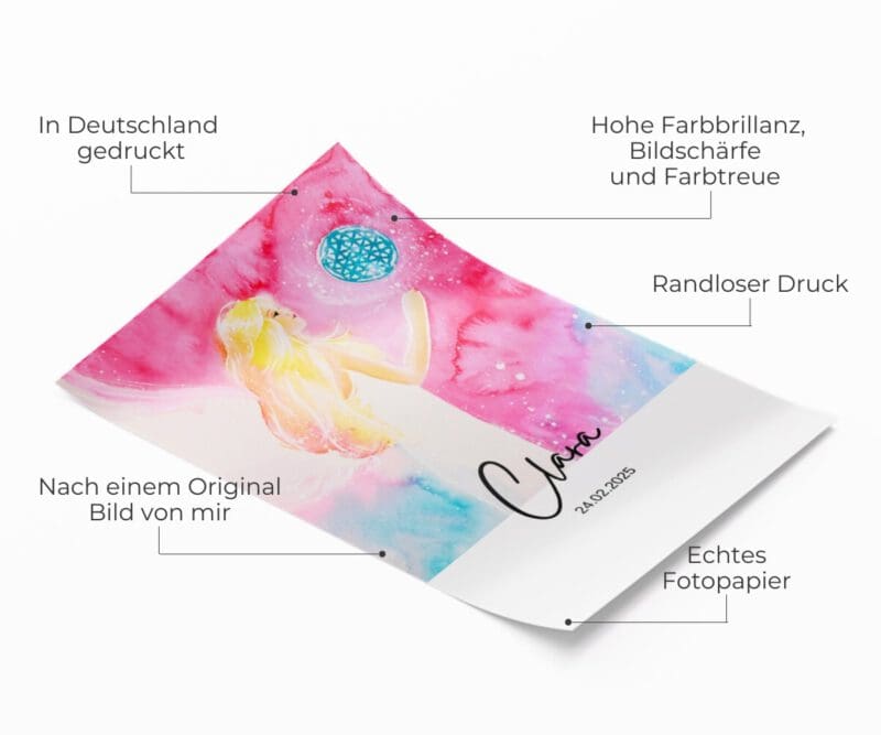 Personalisierbare Engel Poster - besondere Schutzengelbilder mit Wunschname & Datum – Bild 3