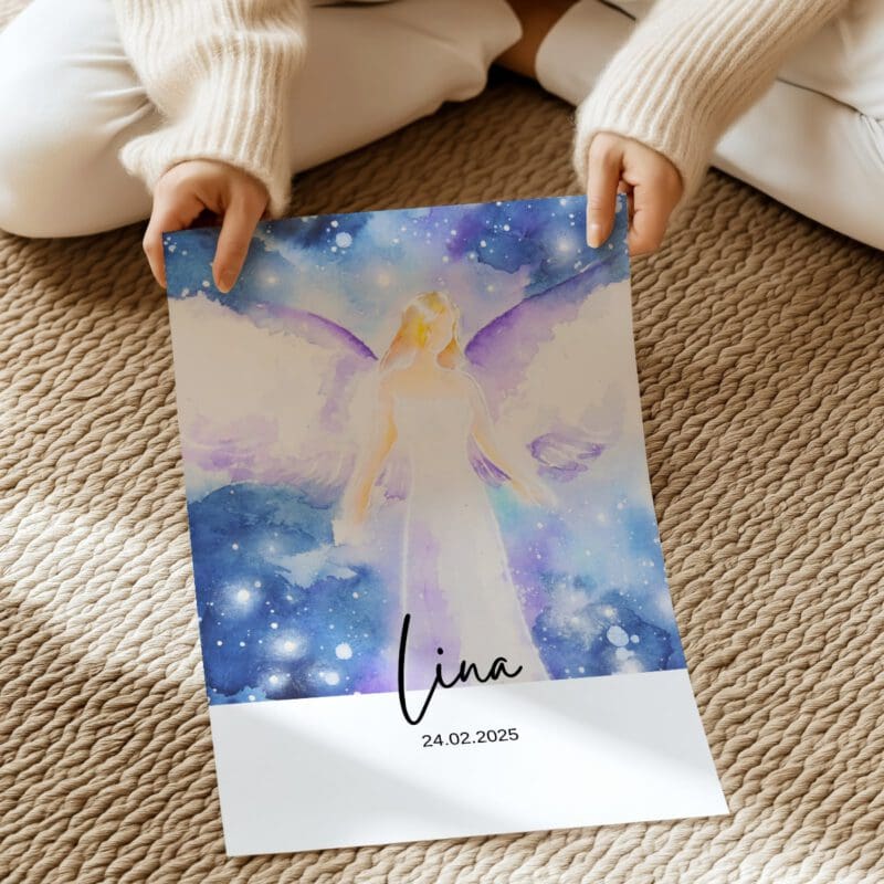 Personalisierbare Engel Poster - besondere Schutzengelbilder mit Wunschname & Datum – Bild 8