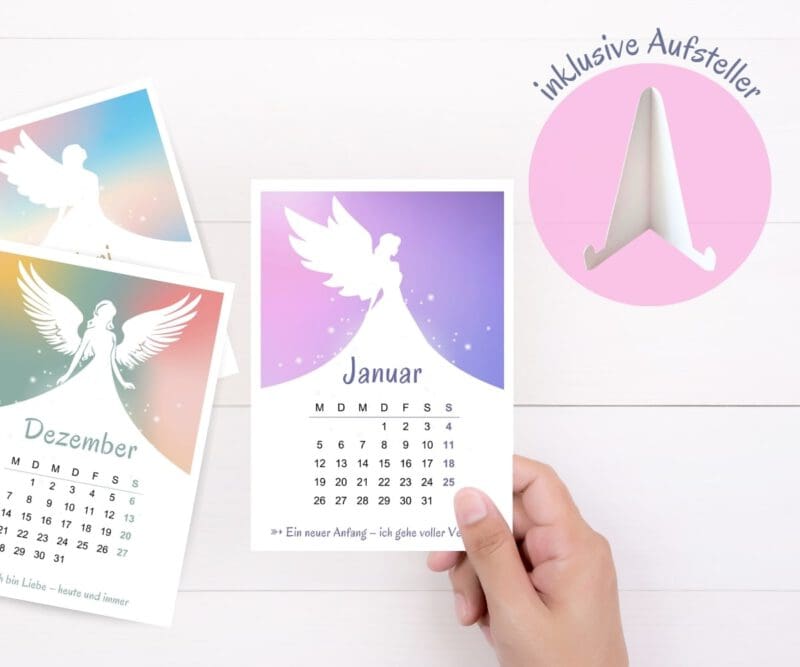 Positiver Engel Kalender 2026 - Ein Jahr voller Wunder in A6 zum Aufstellen mit Affirmationen – Bild 4