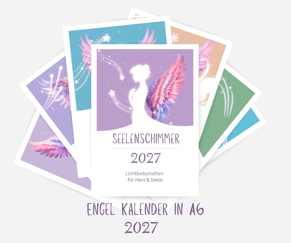 Positiver Engel Kalender 2027 - Seelenschimmer - in A6 zum Aufstellen mit Affirmationen
