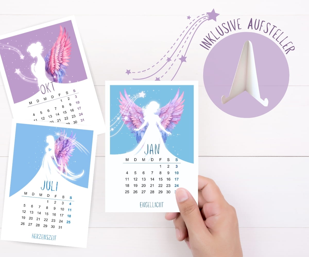 Positiver Engel Kalender 2027 - Seelenschimmer - in A6 zum Aufstellen mit Affirmationen – Bild 5