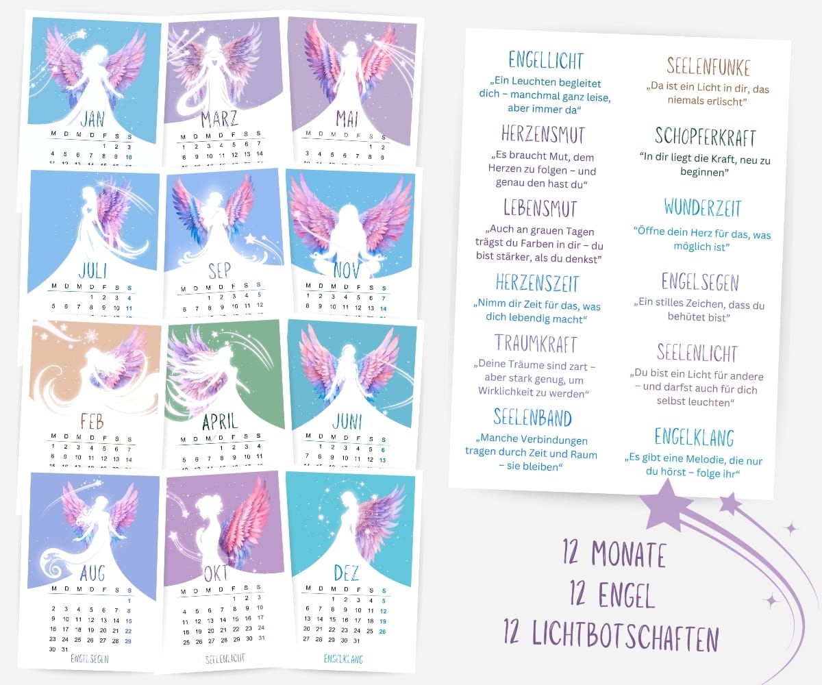 Positiver Engel Kalender 2027 - Seelenschimmer - in A6 zum Aufstellen mit Affirmationen – Bild 4