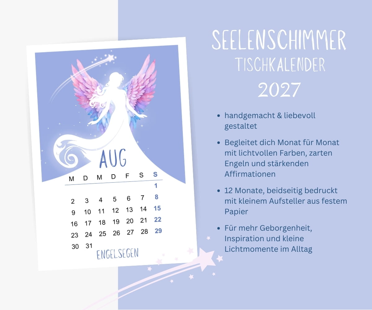 Positiver Engel Kalender 2027 - Seelenschimmer - in A6 zum Aufstellen mit Affirmationen – Bild 2