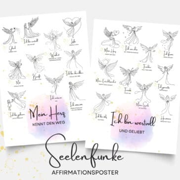 Seelenfunke Affirmationsposter – Lichtvolle Worte für Herz & Seele, 2-teiliges Set in A4 / A3